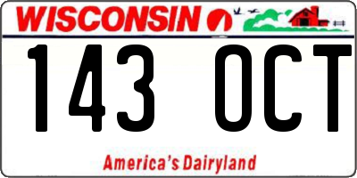 WI license plate 143OCT