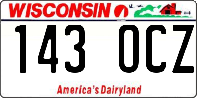 WI license plate 143OCZ