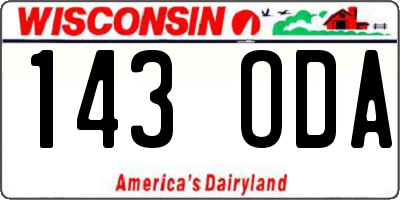 WI license plate 143ODA