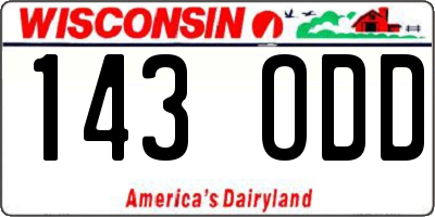 WI license plate 143ODD
