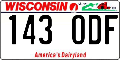WI license plate 143ODF