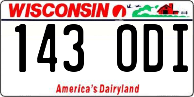 WI license plate 143ODI