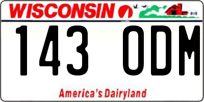WI license plate 143ODM
