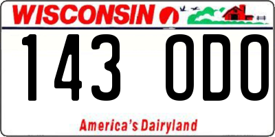 WI license plate 143ODO