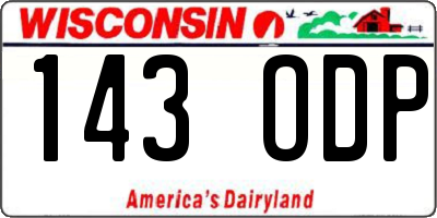 WI license plate 143ODP