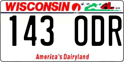 WI license plate 143ODR