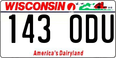WI license plate 143ODU