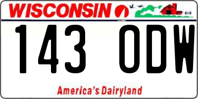 WI license plate 143ODW