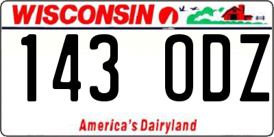 WI license plate 143ODZ