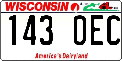 WI license plate 143OEC