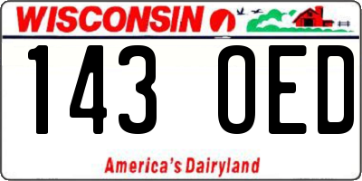 WI license plate 143OED