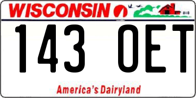 WI license plate 143OET
