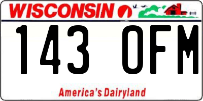 WI license plate 143OFM