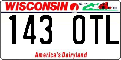 WI license plate 143OTL