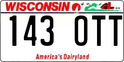 WI license plate 143OTT