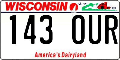 WI license plate 143OUR