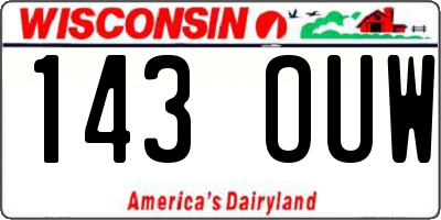 WI license plate 143OUW
