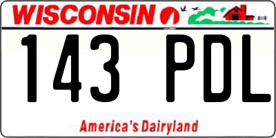 WI license plate 143PDL