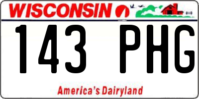 WI license plate 143PHG