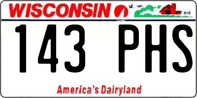 WI license plate 143PHS