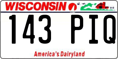 WI license plate 143PIQ