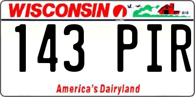 WI license plate 143PIR