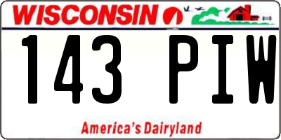 WI license plate 143PIW