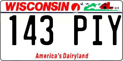 WI license plate 143PIY