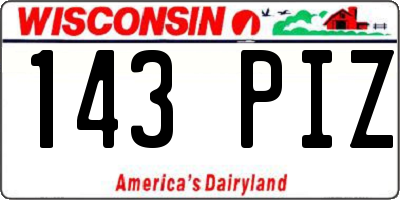 WI license plate 143PIZ