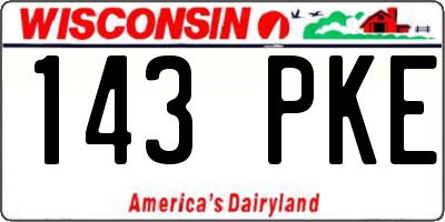 WI license plate 143PKE