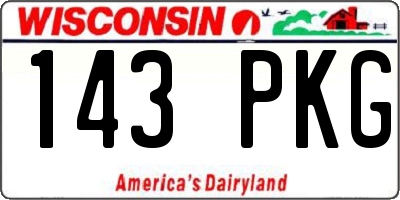 WI license plate 143PKG