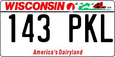WI license plate 143PKL