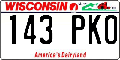 WI license plate 143PKO