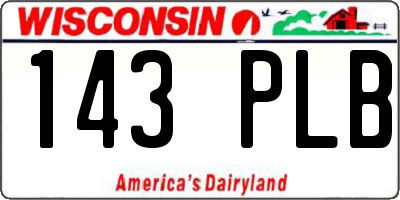 WI license plate 143PLB