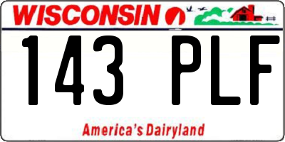 WI license plate 143PLF