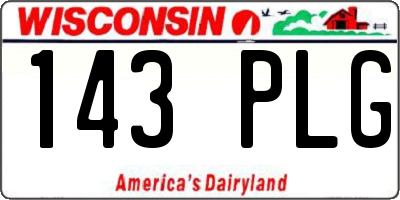 WI license plate 143PLG