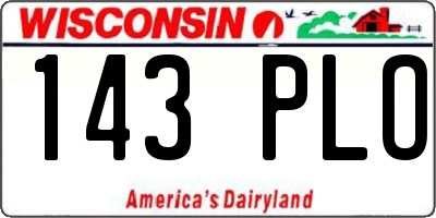 WI license plate 143PLO