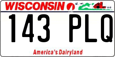 WI license plate 143PLQ