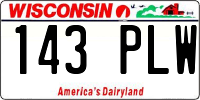 WI license plate 143PLW