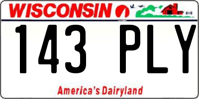 WI license plate 143PLY