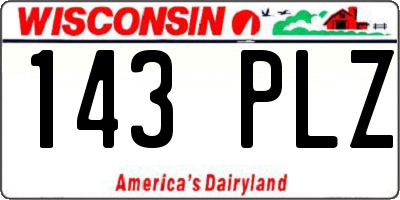 WI license plate 143PLZ