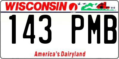 WI license plate 143PMB