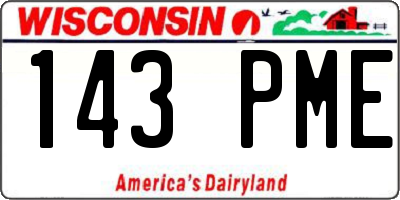 WI license plate 143PME