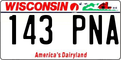 WI license plate 143PNA