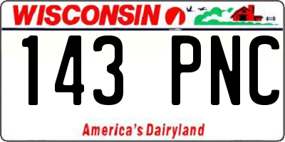 WI license plate 143PNC