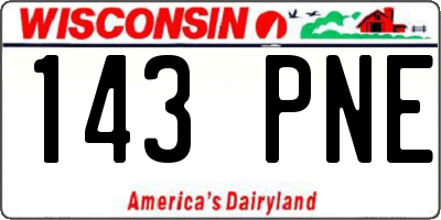 WI license plate 143PNE