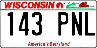 WI license plate 143PNL