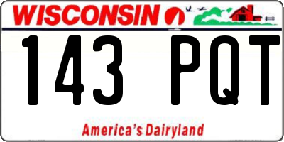 WI license plate 143PQT