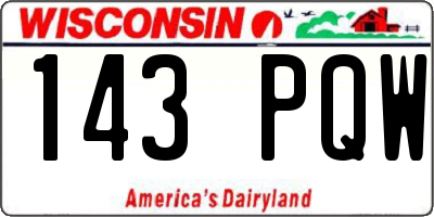 WI license plate 143PQW