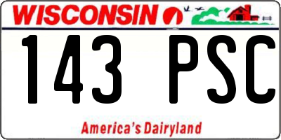 WI license plate 143PSC